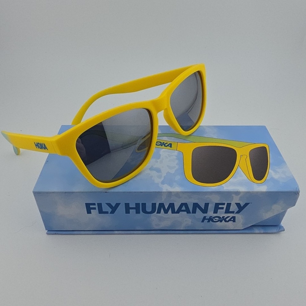 NEW IN BOX Hoka Limited Edition Fly Human Fly‎ Yellow Polarized Sunglasses